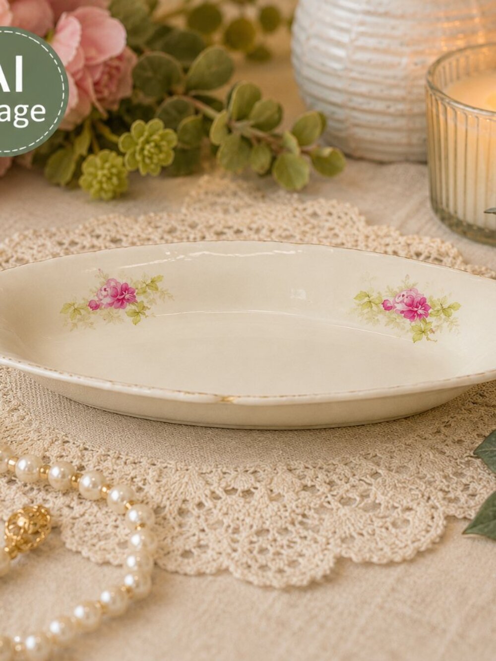Floral Celery Trinket 💍Ring Soap🧼🫧 Dish Oblong Transferware Mid Century VTG